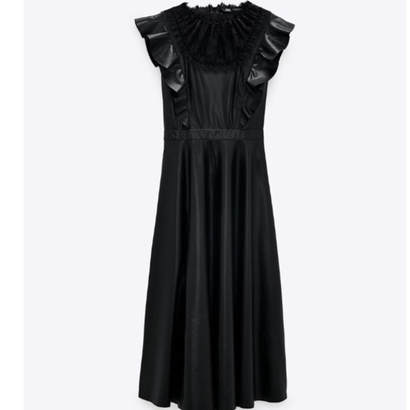 Faux leather black dress. Size Medium. - Picture 4 of 6